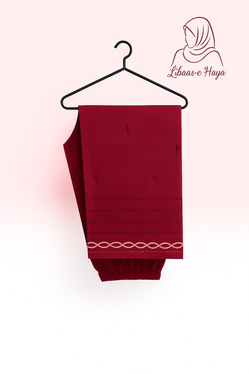 Cotton Mehroon with Embroidery 2-piece - Image 2