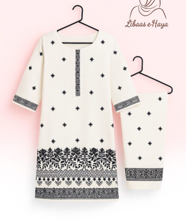 Cotton White Embodiary 2-Piece