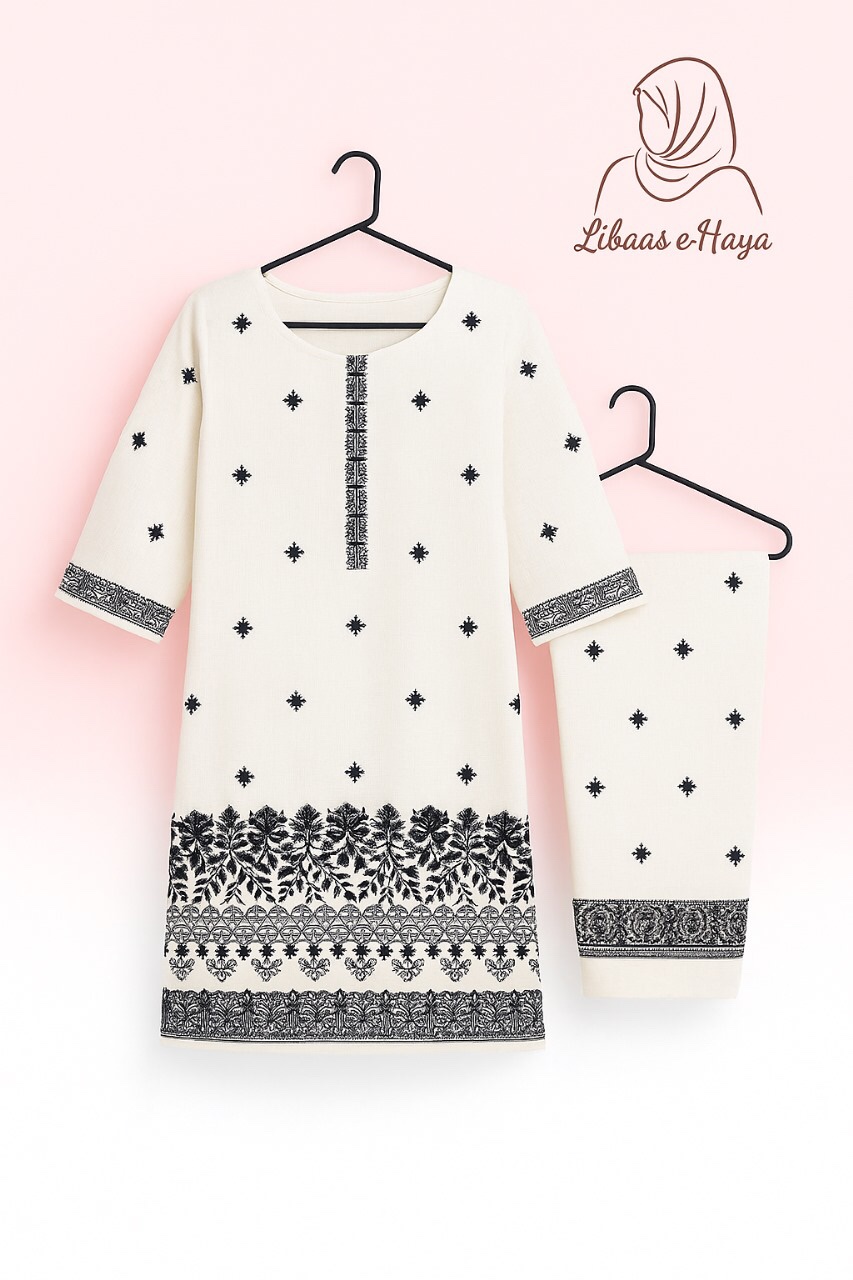 Cotton White Embodiary 2-Piece