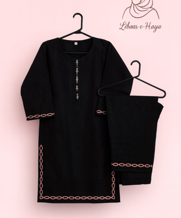 Cotton Black With Embroidery 2-piece