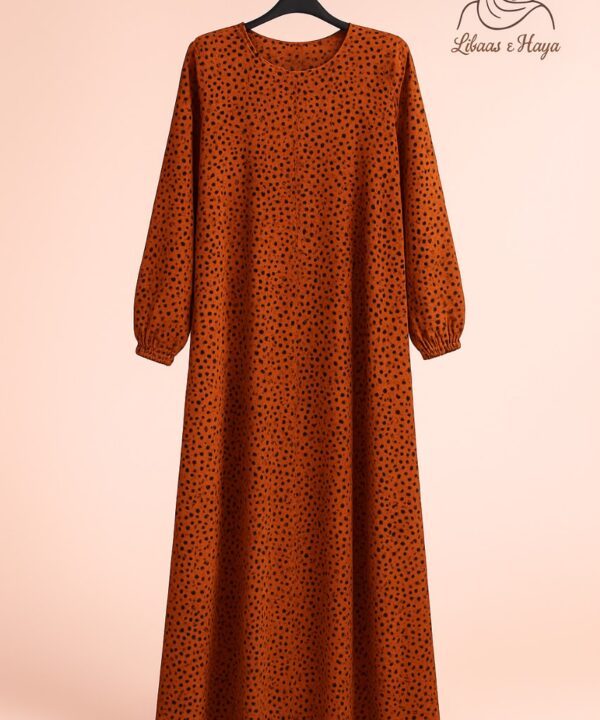 Burnt Orange Printed Abaya – Libaas-e-Haya