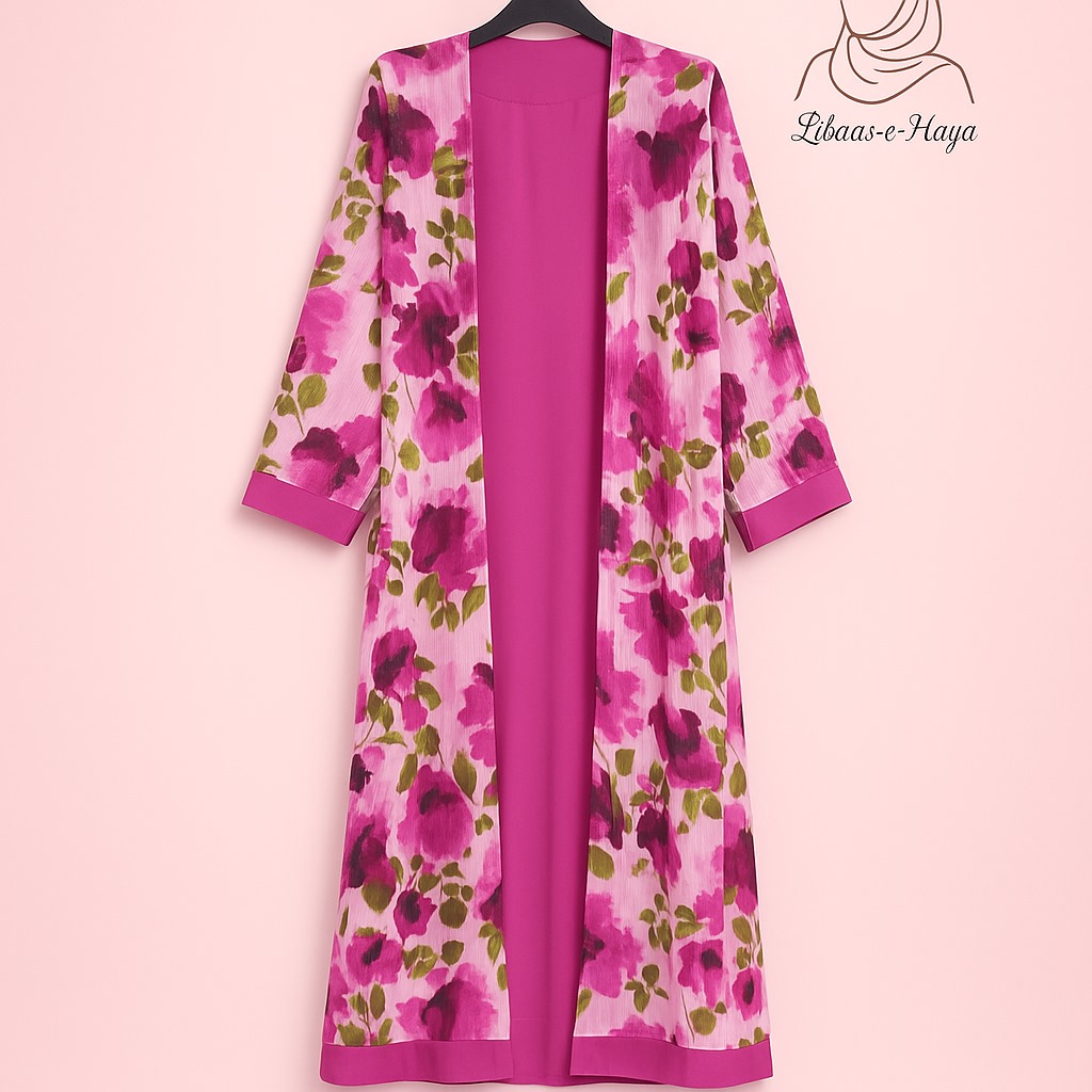 Pink Floral 2-in-1 Abaya with stroller