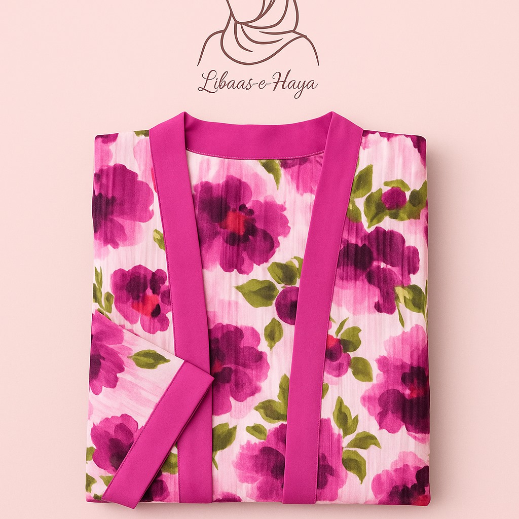 Pink Floral 2-in-1 Abaya with stroller - Image 3