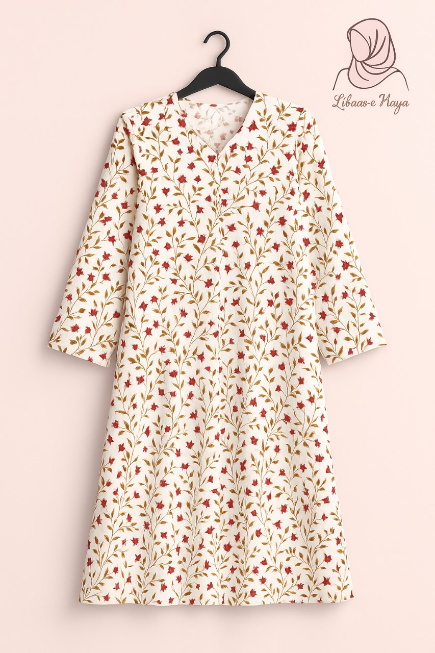 Haya White Floral Abaya - Image 2