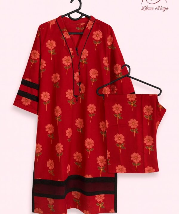 Red Floral 2-Piece Lawn Set