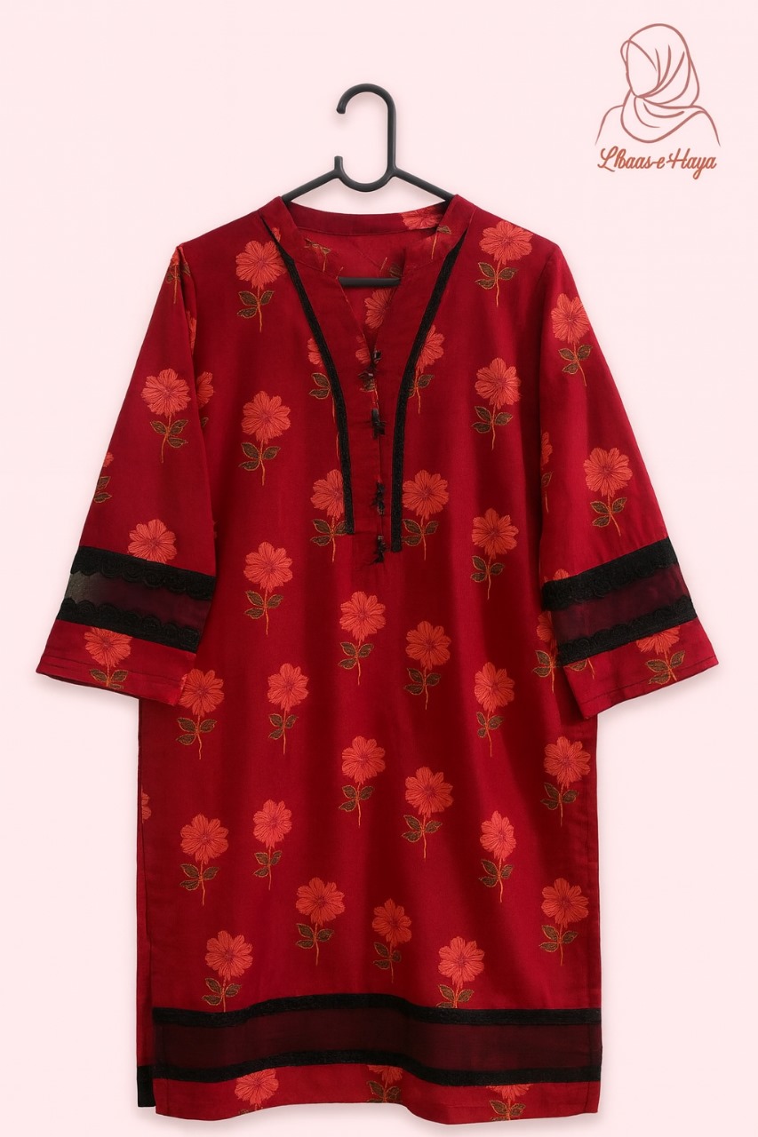 Red Floral 2-Piece Lawn Set - Image 3