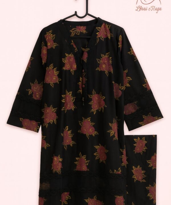 Black Floral 2-Piece Lawn Set