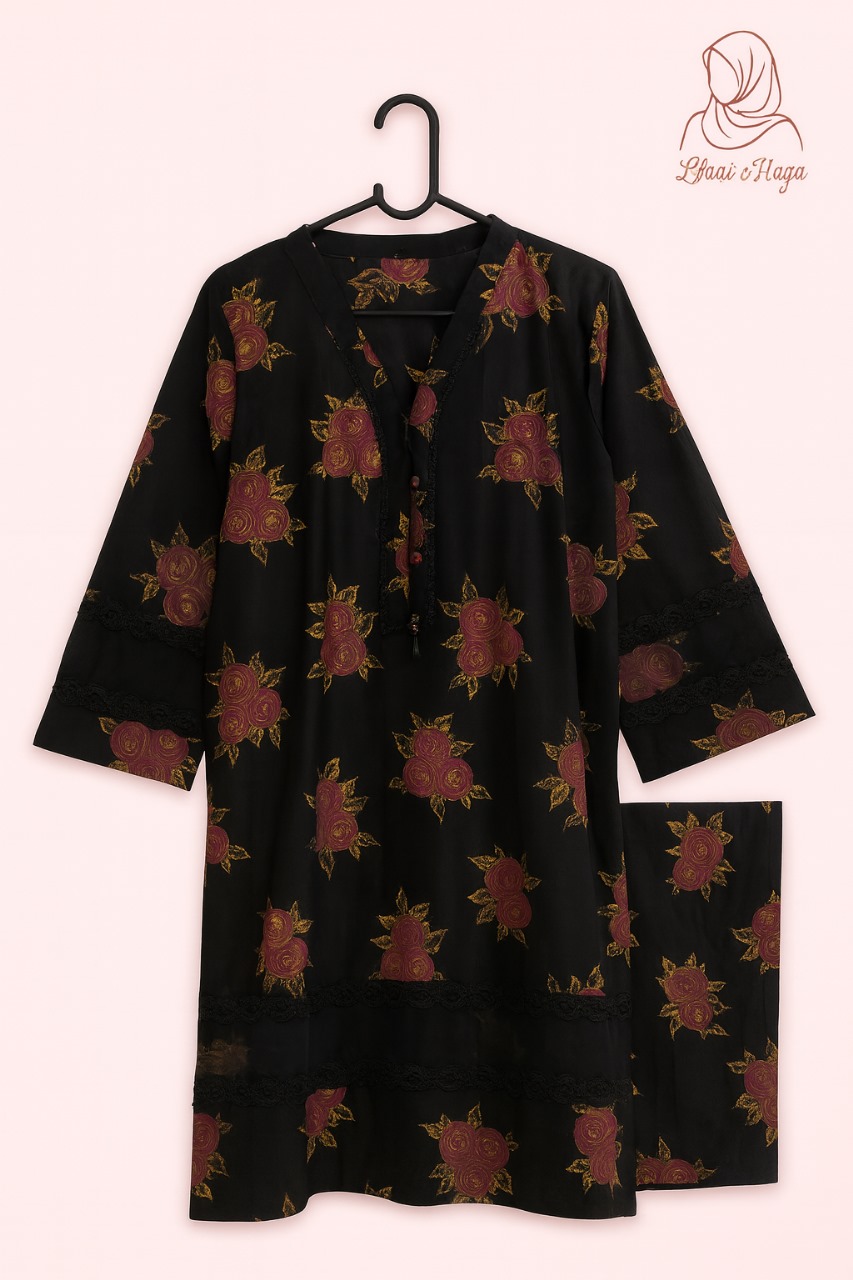 Black Floral 2-Piece Lawn Set