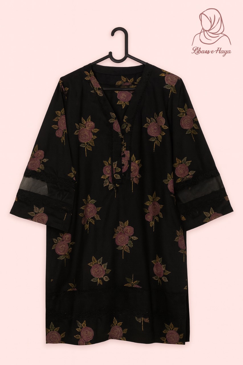 Black Floral 2-Piece Lawn Set - Image 3